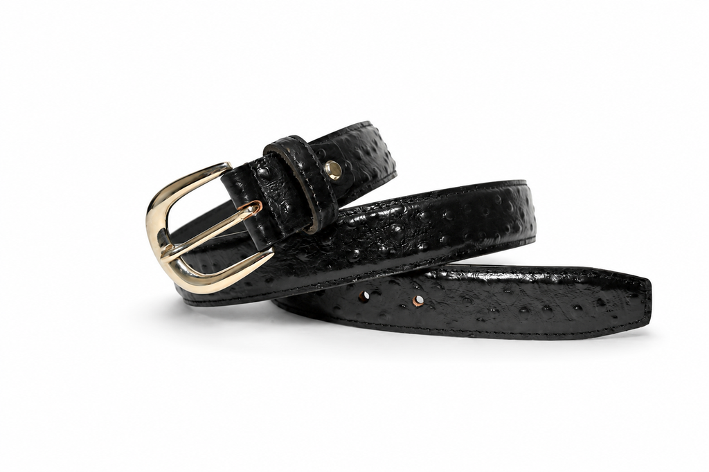 Blackwood Ostrich-Textured Leather Belt