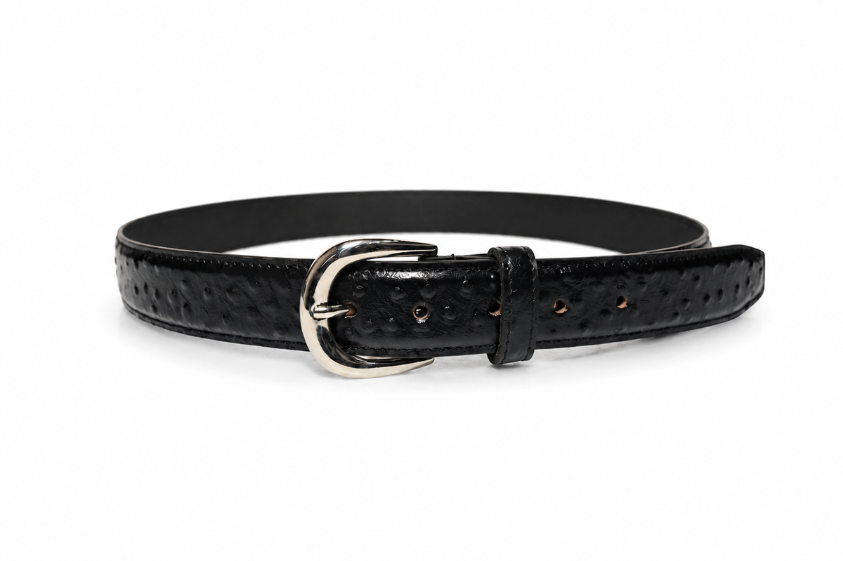 Blackwood Ostrich-Textured Leather Belt