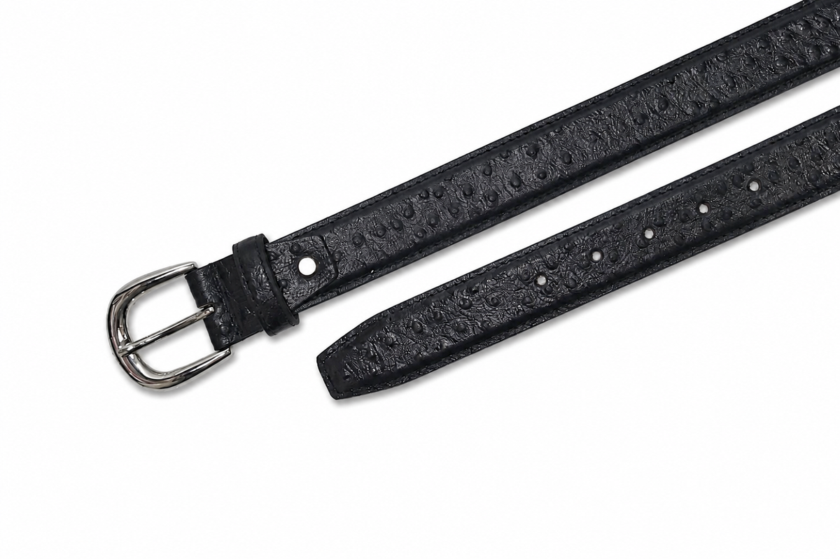 Blackwood Ostrich-Textured Leather Belt