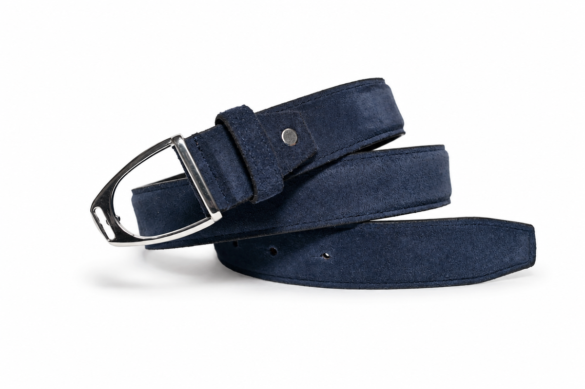 Eclipse Navy Suede Leather Belt