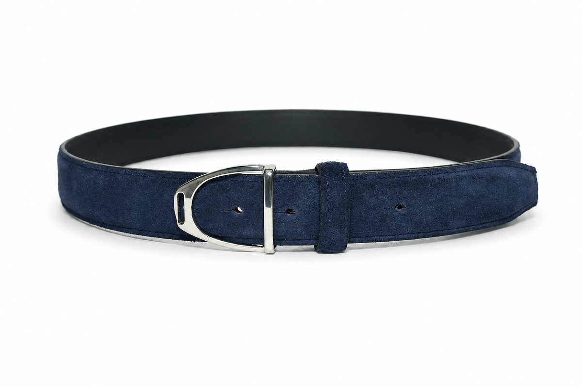 Eclipse Navy Suede Leather Belt