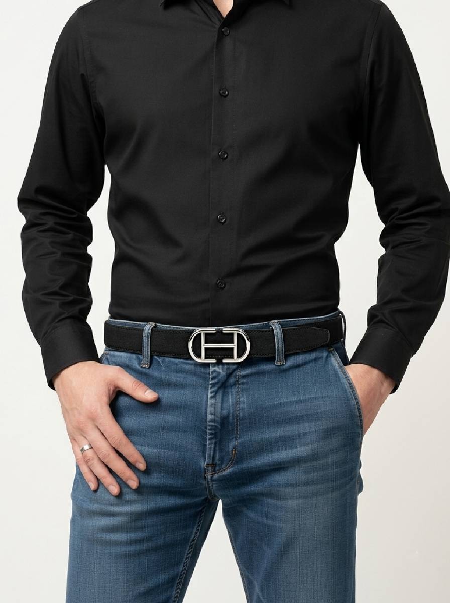 Midnight Black Suede Leather Belt