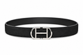 HIFS CUIR Midnight Black Suede Leather Belt Fastened Front View with Silver Buckle on White Background