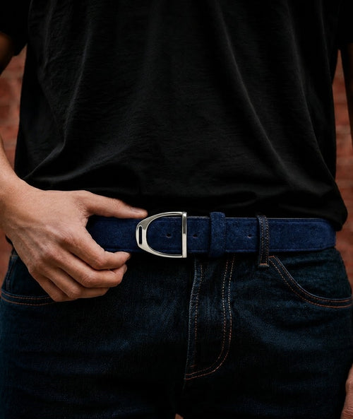 Eclipse Navy Suede Leather Belt
